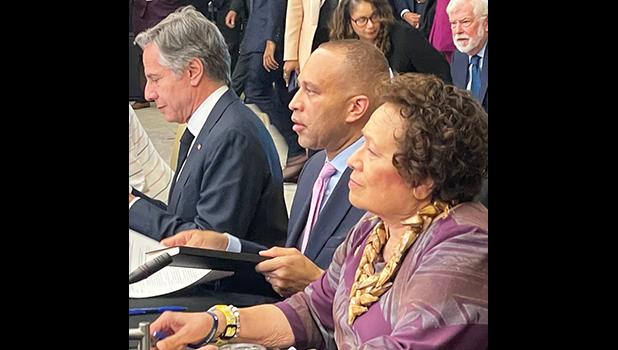 Amata with Hakeem Jeffries and Secretry of State Blinken
