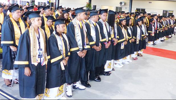 Some of the 79 graduates of the Nu’uuli Vocational Technical High School