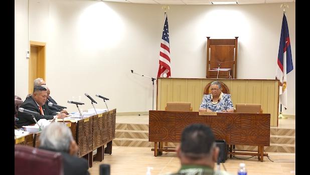 Manumaua Wayne Wilson addressing Acting Director Maefau Dr. Mary Taufeteʻe