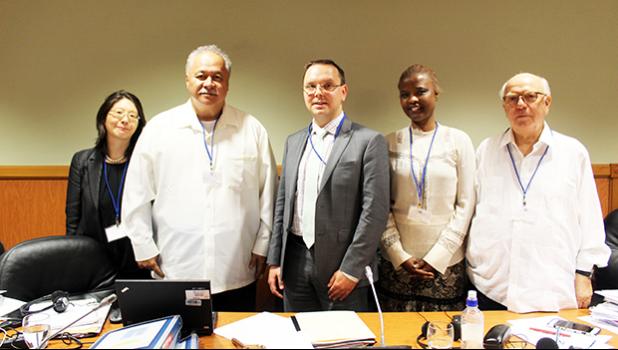 ASG’s Office of Political Status, Constitution and Federal Relations executive director Tapa’au Dr. Daniel Aga (second from left) pictured with top officials representing China, Russia, Guyana and Chile sitting on the board of the United Nation Special Committee on Decolonization, at this week’s 2017 Caribbean Regional Seminar hosted by St. Vincent and the Grenadines in May 2017. [photo: UN]