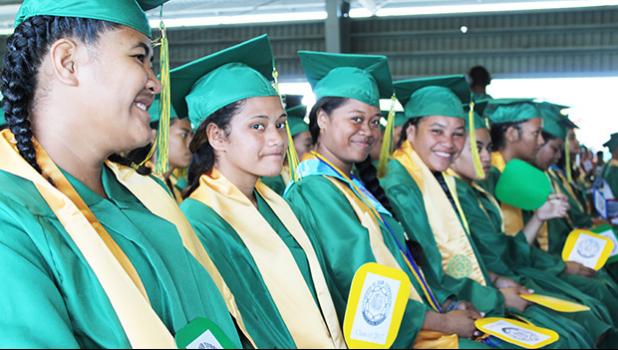 The Leone Lionesses Class of 2017 with beautiful smiles at their graduation.  [photo:EM]