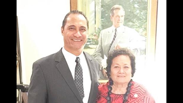 Taotasi Archie Soliai and Congresswoman Uifa’atali Amata 