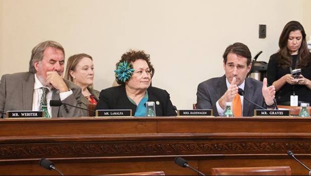 Congresswoman Uifa’atali Amata during Committee voting