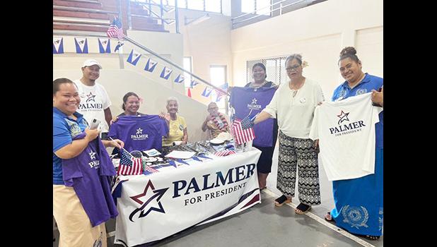 Supporters of Jason Palmer for President in American Samoa pose for a photo originally posted on Candidate Palmer’s X page. [photo: Palmer campaign) PALMER FOR PRESIDENT CAMPAIGN