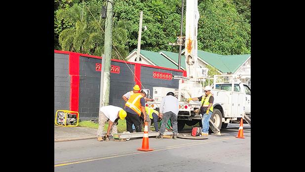 ASPA crew working to retore power on the east side of Tutuila.