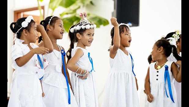 The young children performing bible skits 