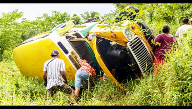 overturned bus