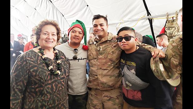 Cong. Uifa’atali Amata and troops