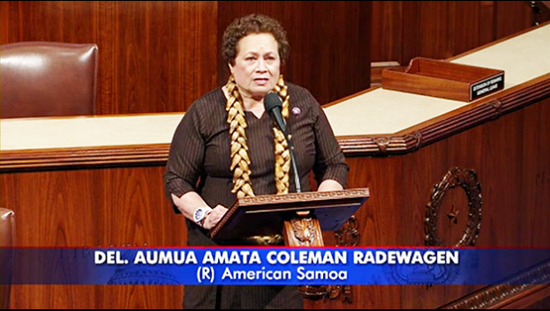 Congresswoman Uifa’atali Amata speaking on the floor of the U.S. House
