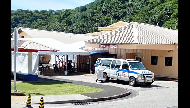 Waiting area for ER treatment with ambulance in front