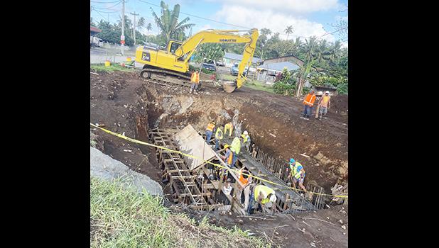 Soak pit under construction