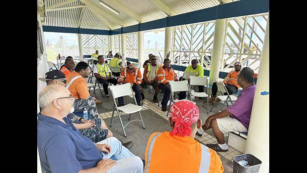 Group at Fitiuta Airport briefing