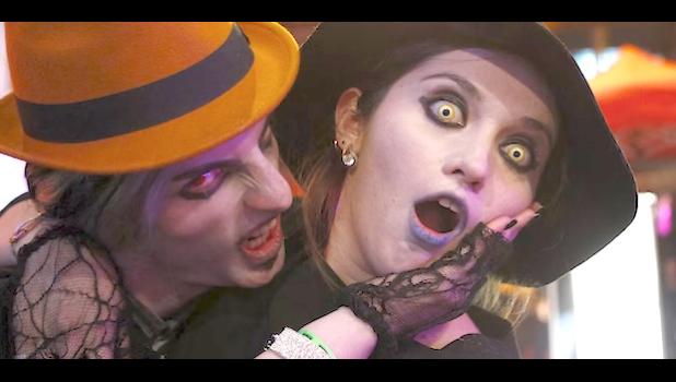 couple in halloween costumes