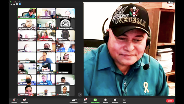 Chief of Staff Tuimavave Tauapa’i Laupol with ethics officers during virtual training
