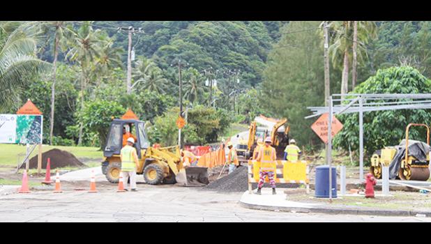 Happy Construction crew at work on Leapaga Road 