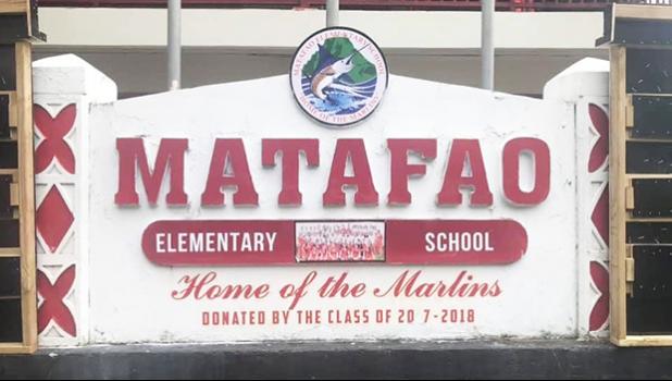 “It is the decision of the Commission to grant six-year accreditation status through June 30, 2028 with a mid-cycle visit during the 2024-2025 school year,” wrote commission chair, Dr. R. David Gaudi Jr., to Matafao Elementary principal Atalina Coffin. MATAFAO ELEMENTARY SCHOOL SIGN