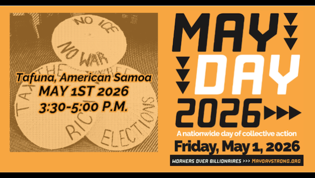 May Day demonstration banner