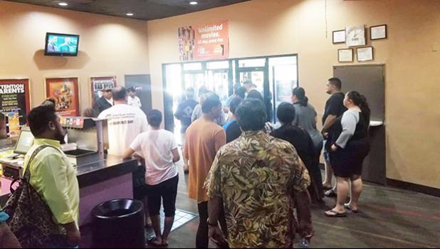 Movie goers at “Jumanji” this past Sunday afternoon at the Nuuuli Place Cinemas 