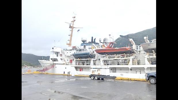 NOAA Ship Rainier, which is continuing it’s Pacific exploration is seen at the main dock in Pago Pago earlier this year. NOAA Ship Rainier