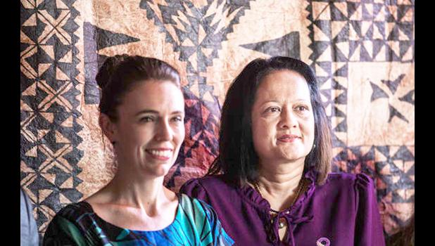 Rosy Akbar (right), meeting with NZ prime minister Jacinda Ardern