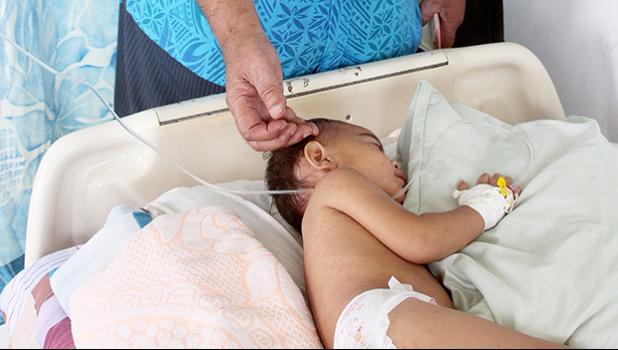 Young child in a hospital bed