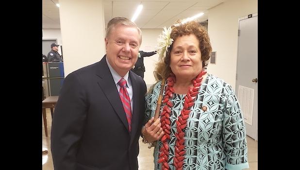 Senator Graham with Congresswoman Uifa’atali Amata