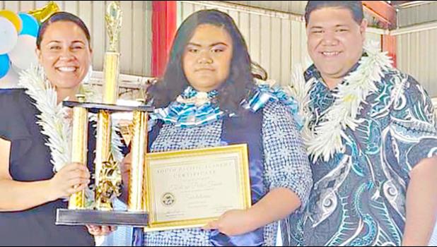 Taeleese Pola-Tunoa with her mother and a counseler. 