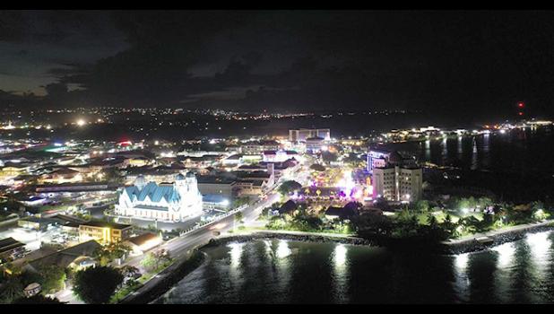 Christmas lights in downtown Apia