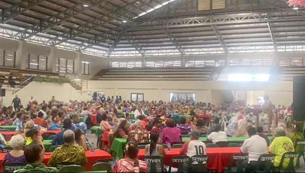 Crowd of senior citizens at the DYWA center