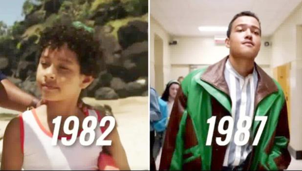 Two photos of Dwayne Johnson as a youngster