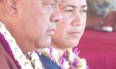 Gov. Lemanu with First Lady Ella at the Sunset Service celebrating Veterans Day last week. Gov. Lemanu P.S. Mauga, and First Lady Ella