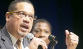 U.S. Representative Keith Ellison, a candidate for the Democratic National Committee chair, spoke alongside other candidates for the DNC chair at a party forum Saturday, Jan. 14, in Phoenix. [David Wallace - Associated Press file photo]