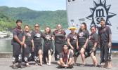 Le Taupou Manaia gathers on the dock
