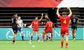 Spain’s Pol Pla celebrates his try 