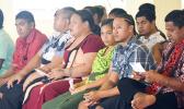 Some of the more than 60 young people who attended yesterday's official opening of the Department of Youth and Women’s Affairs (DYWA) Youth Academy program at the Pago Pago Community Center.  [photo: AF]